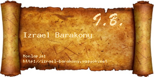 Izrael Barakony névjegykártya